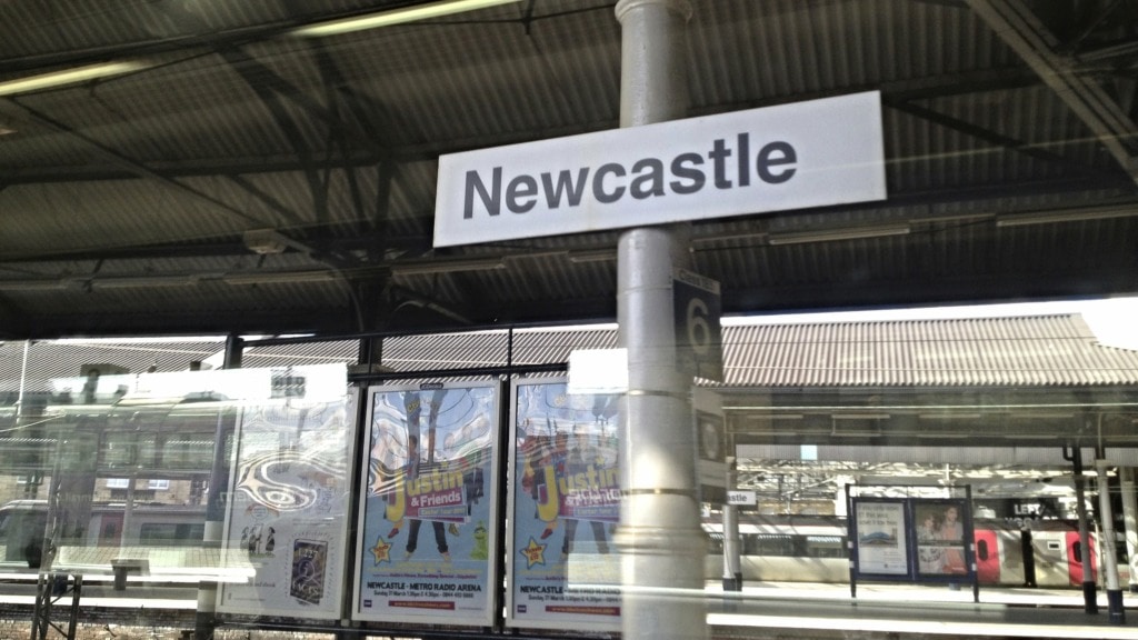 Sign on Newcastle Railway Station, England