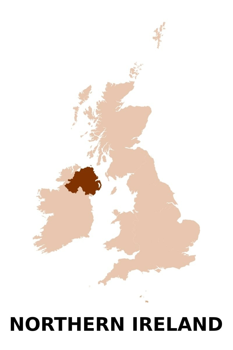 Map of Northern Ireland in the UK