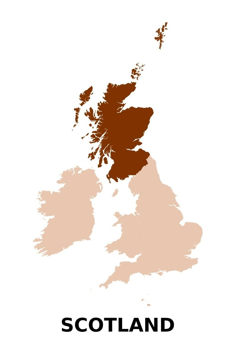 Map of Scotland in the UK