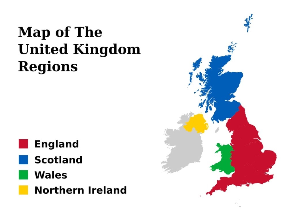 Map of the United Kingdom Regions