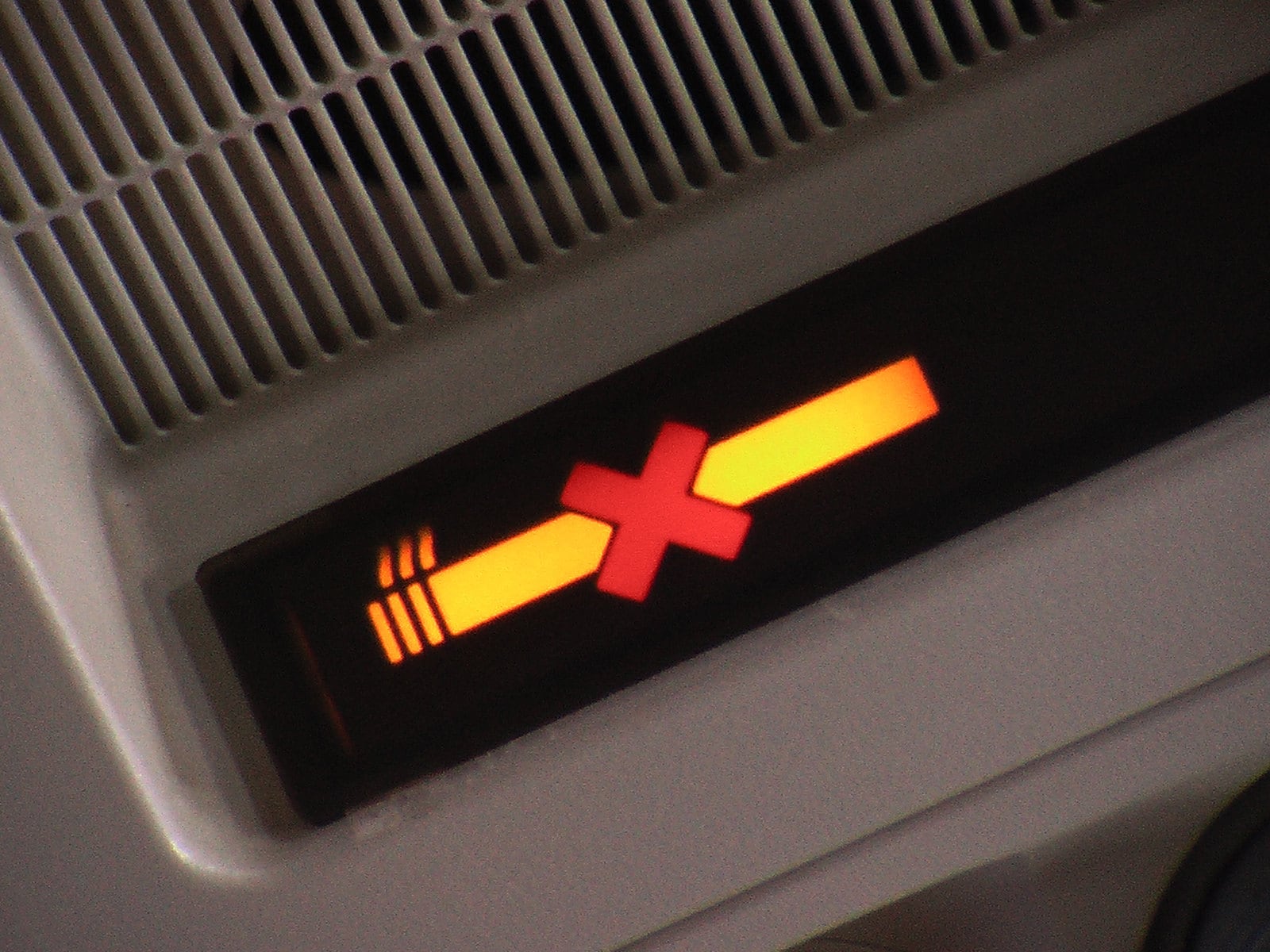 No-smoking sign on an airplane