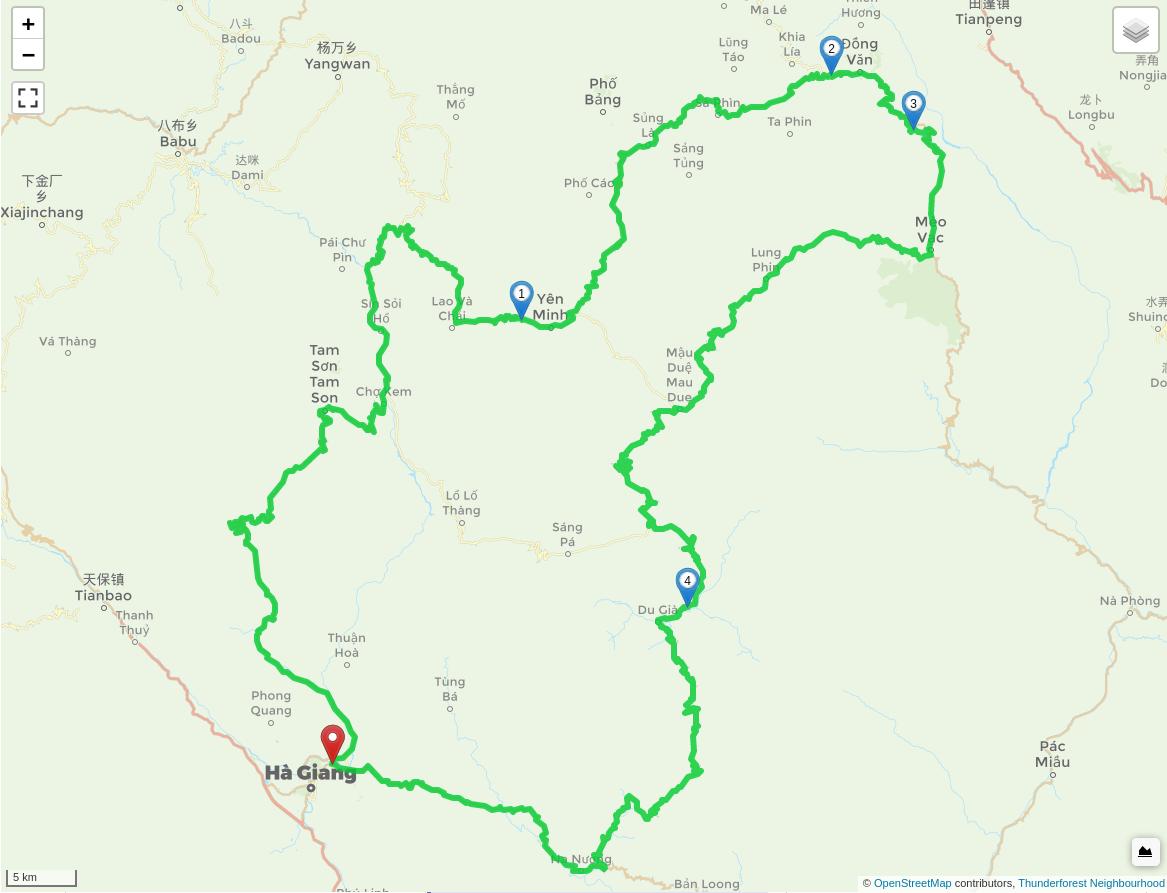 Ha giang loop itinerary map