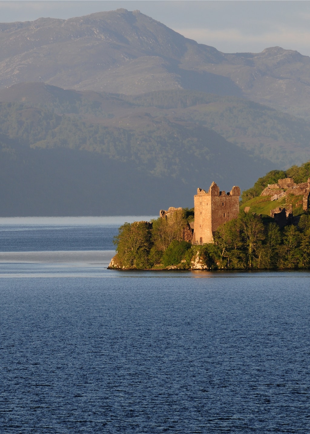 The ruins of the Urquhart Castle situated on the Loch Ness in Scotland