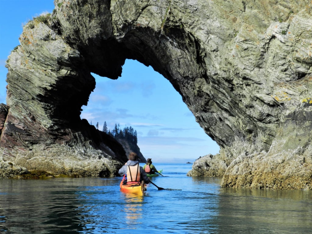 Kayaking Through Elephant Rock in Alaska