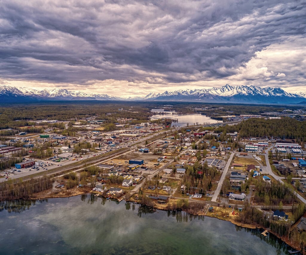 Aerial View of Wasilla During Spring, Alaska