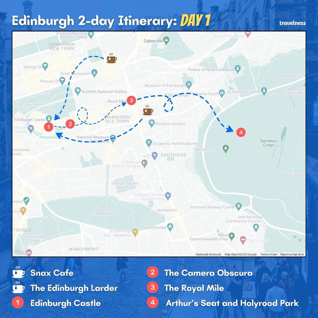 Edinburgh Day 1 Itinerary Map