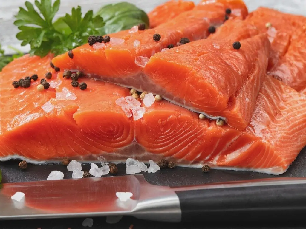 A plate of fresh salmon