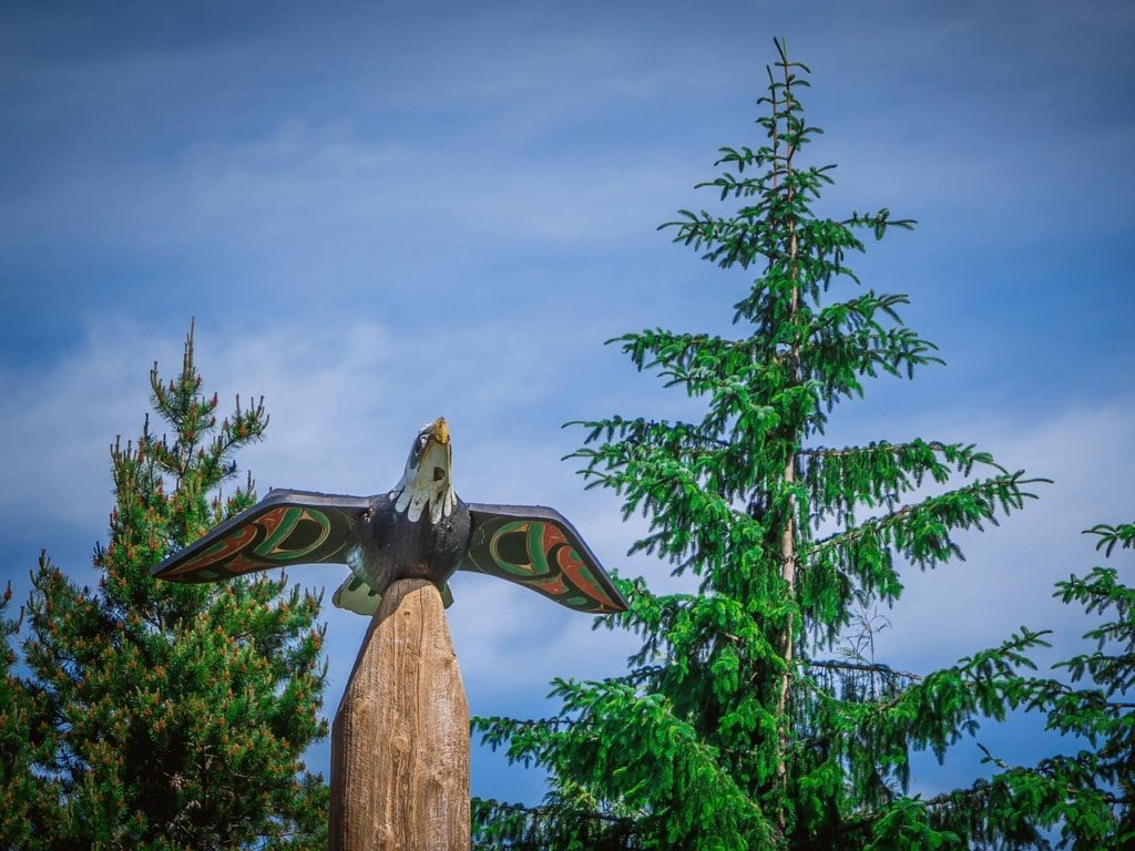 A totem carving in Ketchikan, Alaska