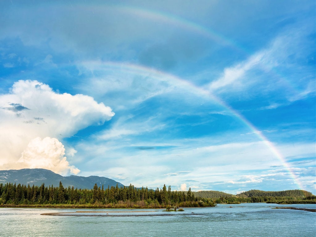 A double Rainbow over the Yukon River, Alaska
