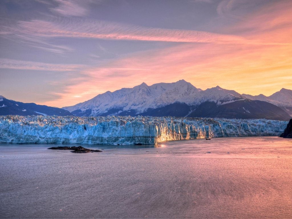 Sunrise over the Hubbard Glacier in Alaska
